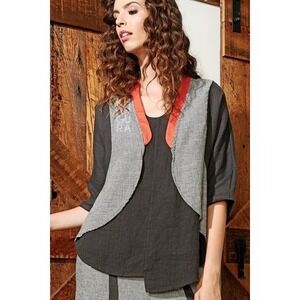 Khangura Saint Tropez Bolero Jacket Womens S Black White Houndstooth Linen Blend